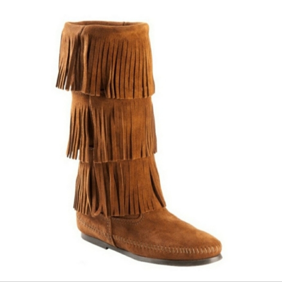 Minnetonka Three Layer Fringe Boots in Brown - Picture 16 of 16